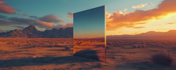 Sunset Reflection in the Desert: A Monolith Mystery