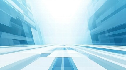 Obraz premium Abstract blue geometric background with a sense of depth and perspective.