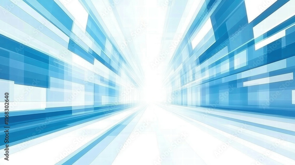 Poster a dynamic abstract design featuring blue hues and light, suggesting speed and technology.