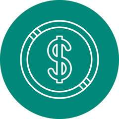 Dollar Coin icon single vector illustration