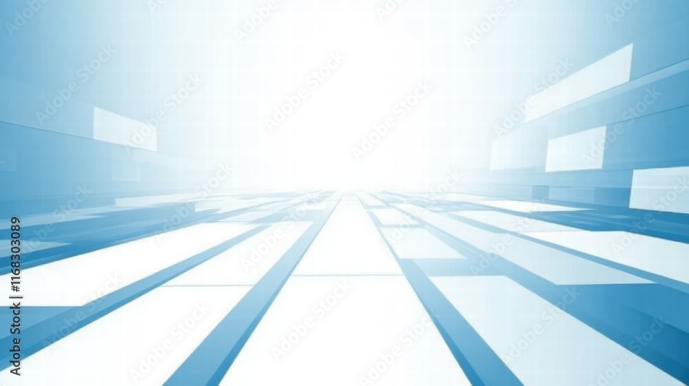 Poster abstract blue background with geometric shapes, conveying a sense of depth and modernity.