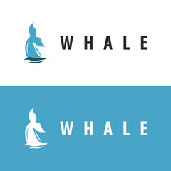 Simple whale logo sea animal silhouette design deep ocean concept big sea animal template illustration