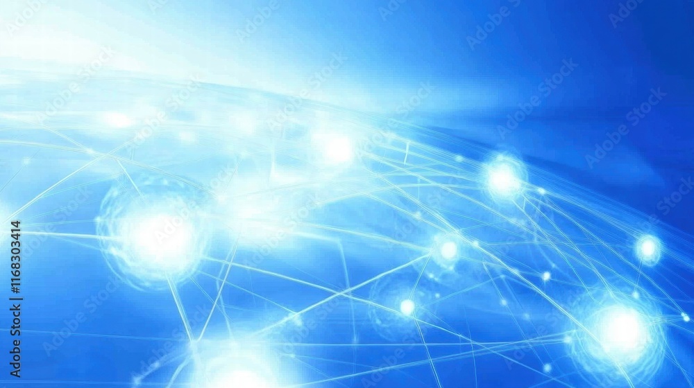 Poster Abstract representation of interconnected nodes and lines on a blue background.