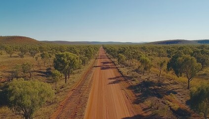 Desert road stretching to mountain horizon.