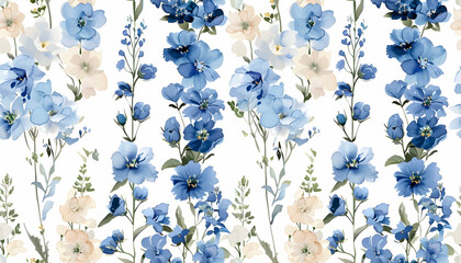 Watercolor Floral Illustration Seamless Pattern