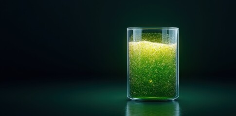 Glowing Beaker Containing Innovative Cellular Repair Formula for Advanced Biotechnology Solutions