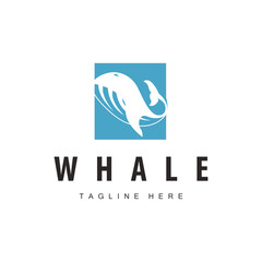 Simple whale logo sea animal silhouette design deep ocean concept big sea animal template illustration