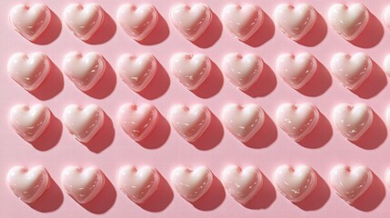 Pink Heart-Shaped Candies on Pink Background