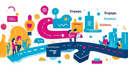 student centered online learning, Engaging Online Learning Journey Illustrations
