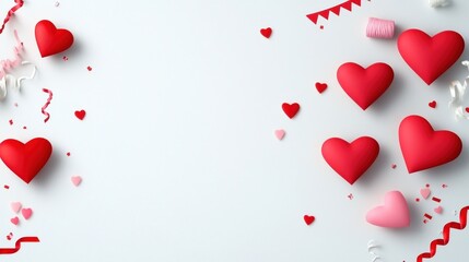 A festive arrangement of hearts and decorations for celebrations.