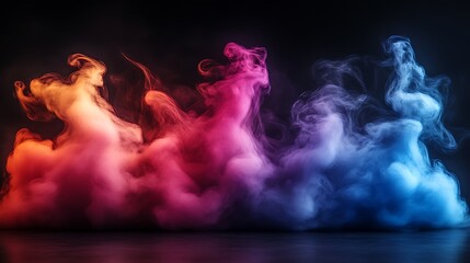 Ethereal Smoke Art: Vivid Red, Pink, and Blue Vapor Clouds
