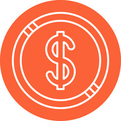 Dollar Coin icon single vector illustration