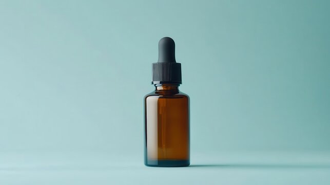 Isolated product shot of a skincare bottle on a neutral background for green screen compositing