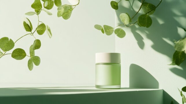 Isolated product shot of a skincare bottle on a neutral background for green screen compositing