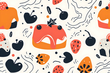 Abstract Illustration of Cakes and Berries