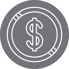 Dollar Coin icon single vector illustration