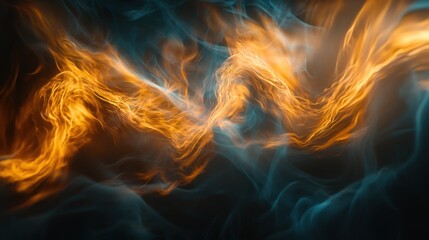 Fototapeta premium Abstract Fiery and Smoky Nebula: A Dance of Orange and Teal