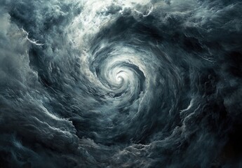 Cinematic aerial space view of Earth with disastrous cyclone and thunderstorm