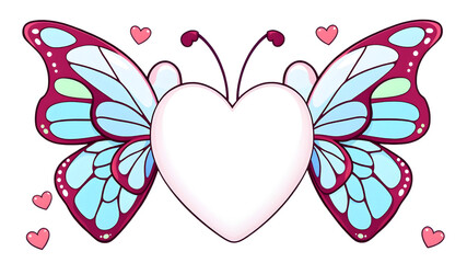 Heart with Butterfly Wings: A whimsical design featuring a heart-shaped center framed by delicate, pastel butterfly wings. Perfect for Valentine's Day, love-themed projects.