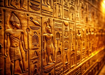 Ancient Egyptian Hieroglyphs: Close-Up of Symbolic Script on Papyrus