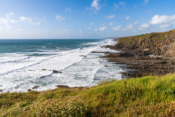 The Cornwall coast near Widemouth Beach, England, UK