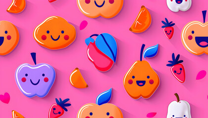 Naklejka premium Cute Fruit Illustration Background