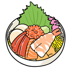 海鮮丼のイラスト