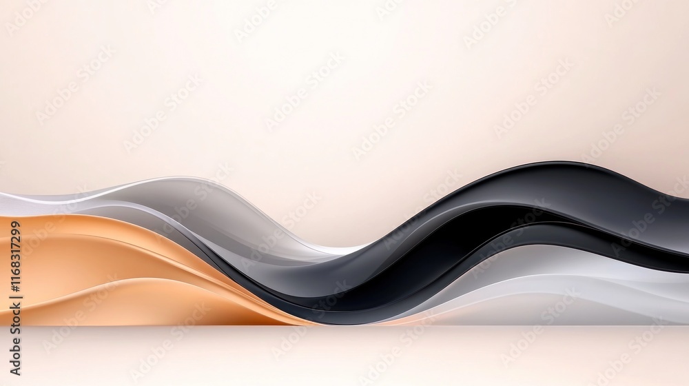 Aufkleber abstract waves in soft colors creating a modern, fluid design.