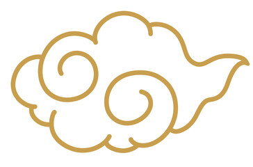 金色の雲のイラスト（手描き、線画）