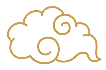 金色の雲のイラスト（手描き、線画）