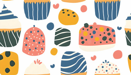 Abstract Illustration of Cupcakes and Shapes