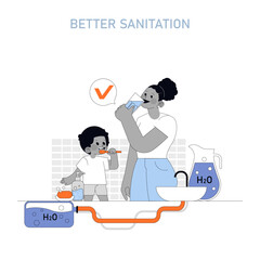 Causes Affecting Human Longevity. Flat Vector Illustration