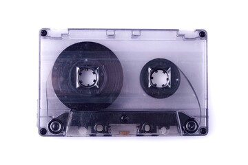 Fototapeta premium Old compact audio cassette isolated on white background with copy space.