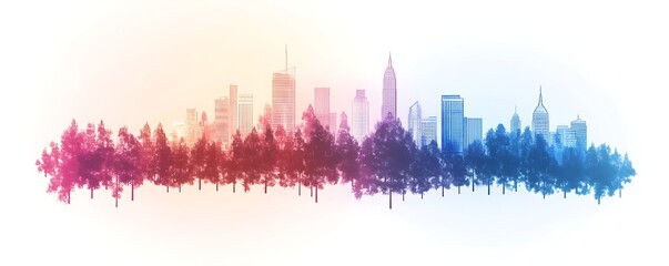Fototapeta premium city architecture vector style, illuminated by natural gradients and skyline design 