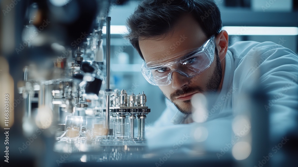 Aufkleber hardware engineer assembling a complex device in a state-of-the-art lab with advanced tools