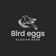 Natural bird nest icon logo B symbol illustration with beautiful root and leaf symbols