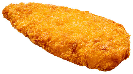 Deep fried crispy fish steak isolated on white, Deep fried Breaded fish isolated on white background PNG file.