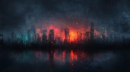 Obraz premium modern city glow with abstract tech elements and natural light effects 