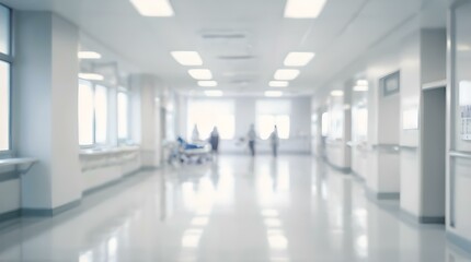 Fototapeta premium Blurred Interior View of a Modern Hospital Facility with Abstract Medical Background Elements