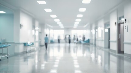 Blurred Interior View of a Modern Hospital Facility with Abstract Medical Background Elements