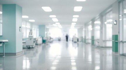 Fototapeta premium Blurred Interior View of a Modern Hospital Facility with Abstract Medical Background Elements