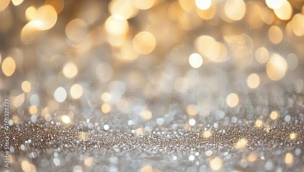 Poster sparkling glitter background with warm bokeh lights.