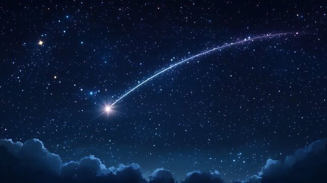 A stunning night sky filled with stars and a bright comet streaking across, creating a mesmerizing celestial display.
