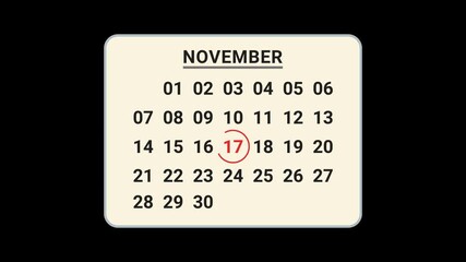 17 November Calendar Date Animation
