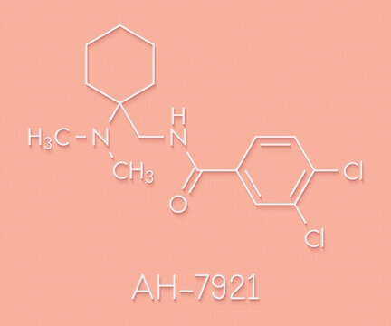 AH-7921 opioid analgesic drug molecule. Skeletal formula.