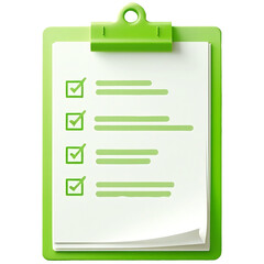 Fototapeta premium Green Clipboard with Checklist Illustration in Simple Minimal Style Vector Design