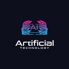 artificial intelligence logo, artificial intelligence technology brain logo, future technology.