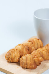 delicious curry puffs on wooden cutting board