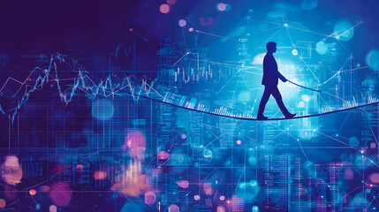 Business risk management urban environment digital art future trends high-tech atmosphere surreal perspective