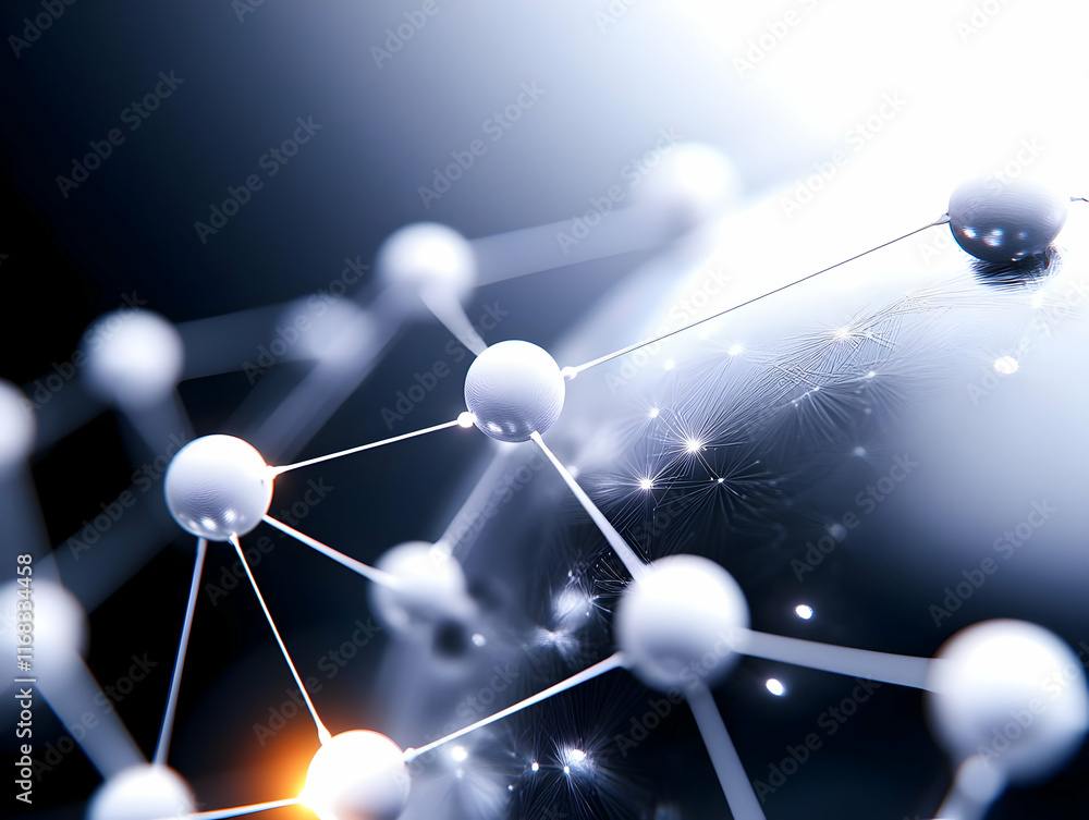 Poster abstract representation of a global network with interconnected nodes symbolizing technology and con